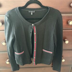 Size XS Drew Tracy Ribbon Trim Cardigan - Black